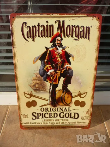 Метална табела ром Captain Morgan сабя кораб алкохол бъчва спиртна напитка