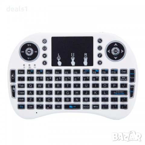 Rii I8 2.4 GHz Мини безжична клавиатура с подсветка и тъчпад Бяла/Черна, снимка 3 - Клавиатури и мишки - 39906974