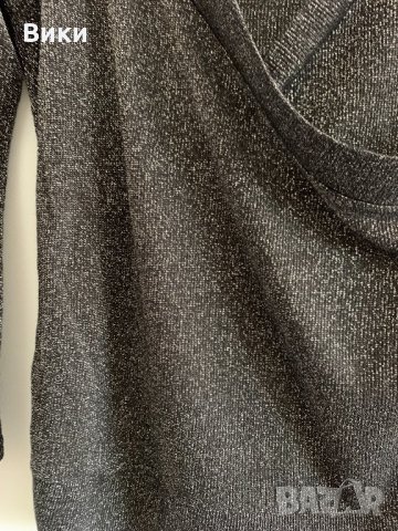 Черна блуза със сребърно, снимка 2 - Блузи с дълъг ръкав и пуловери - 26335060