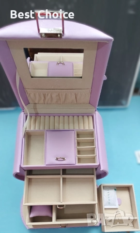 Vlando 3-етажна Кутия за Бижута с Огледало – Виолетова, снимка 6 - Бижутерийни комплекти - 52731863