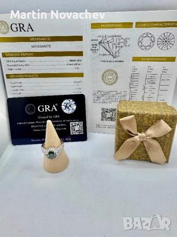 Сребърен пръстен с мойсанит (Диамант) 2 карата, снимка 2 - Пръстени - 51695751