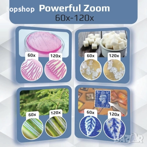 Джобен микроскоп Carson MicroBrite Plus 60x-120x с LED осветление, преносим ръчен микроскоп..., снимка 3 - Друга електроника - 51636399