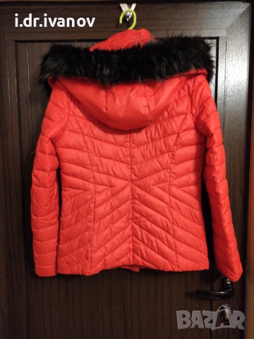 червено дебело яке с качулка с пух, снимка 5 - Якета - 43146550