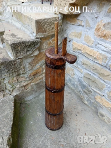 Соц Стара Дървена Буталка Чутура За Разбиване На Масло., снимка 2 - Антикварни и старинни предмети - 50648799