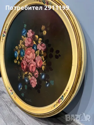 Кръгла картина, маслени бои, снимка 3 - Картини - 49508583