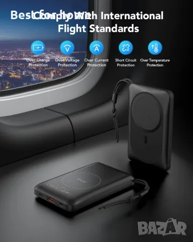 Безжично преносимо зарядно устройство VRURC за iPhone, 10000 mAh Magnetic Power Ban, снимка 6 - Външни батерии - 47467662