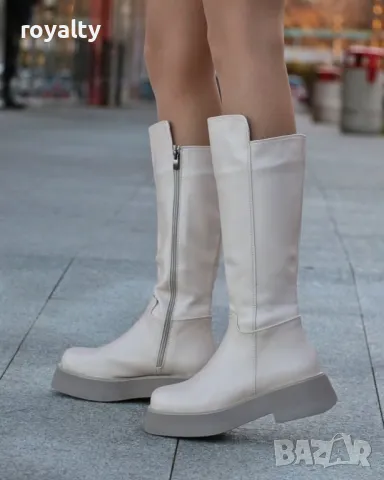 Равни ботуши - Кожа