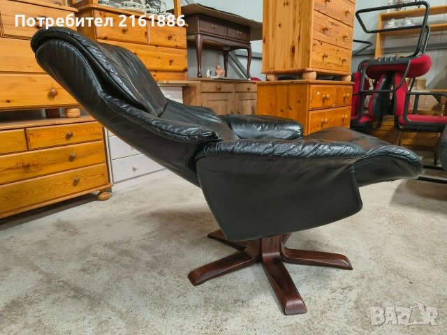 3992 Relax кресло с отоманка от естествена кожа в отлично състояние , снимка 2 - Дивани и мека мебел - 53374060