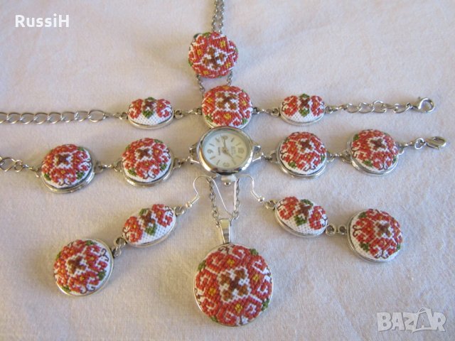 Ръчно бродирани бижута  с българска шевица, снимка 7 - Бижутерийни комплекти - 28672146