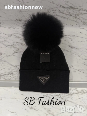 Прада шапка с естествен пух, снимка 2 - Шапки - 53276033