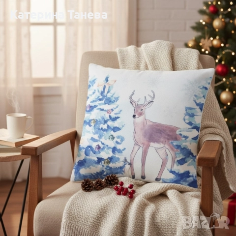 Коледни декоративни калъфки за възглавници – 7 уникални празнични дизайна, 6бр в комплект, снимка 5 - Декорация за дома - 52076322