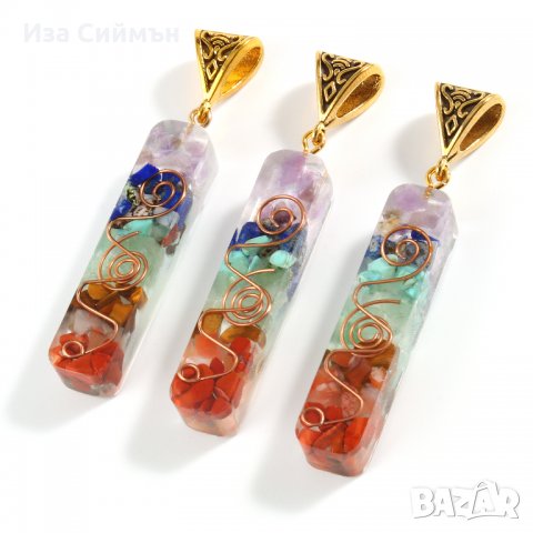 Амулет огърлица с 7 вида камъни - Рейки, снимка 4 - Колиета, медальони, синджири - 35164193