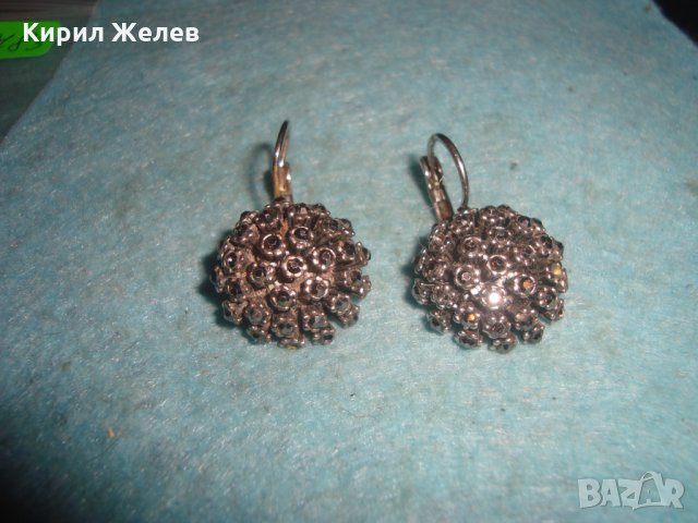 ПОСРЕБРЕНИ ФЛОРАЛНИ СКЪПОЦЕННИ АР НУВО ОБЕЦИ с МНОГО ФАСЕТИРАНИ МАРКАЗИТИ 26783, снимка 10 - Обеци - 34999413