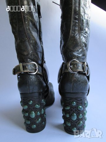Високи кожени ботуши ръчна изработка Gianni Barbato, снимка 5 - Дамски ботуши - 27022771