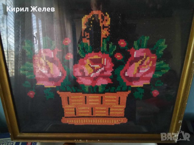 ГОЛЯМ ПРЕКРАСЕН Стар ГОБЛЕН Кошничка с ЦВЕТЯ Идеален За ДОМА ВИЛАТА РЕТРО ИНТЕРИОРНА ДЕКОРАЦИЯ 42936, снимка 12 - Гоблени - 43750215
