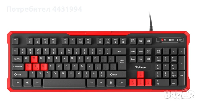 Клавиатура, Genesis Gaming Keyboard Rhod 110 Red Us Layout, снимка 1