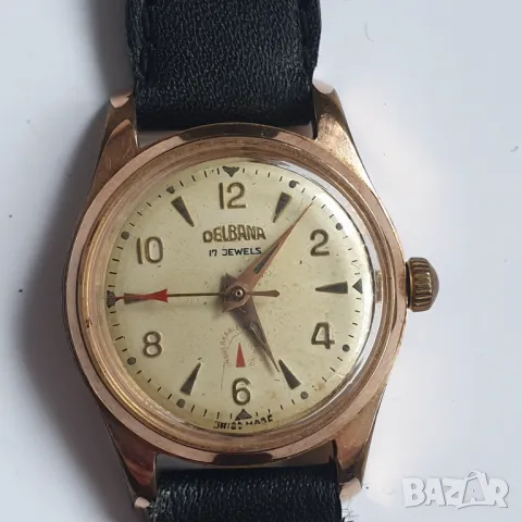 Старинен швейцарски дамски позлатен часовник " Delbana", снимка 2 - Антикварни и старинни предмети - 48962532