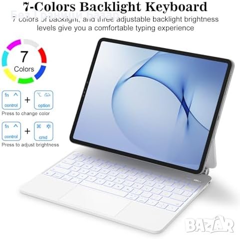 Нова GOKOCO Магнита Bluetooth Кейс-Клавиатура за iPad 12.9", Защитна, Светеща, снимка 2 - Калъфи, кейсове - 43567500
