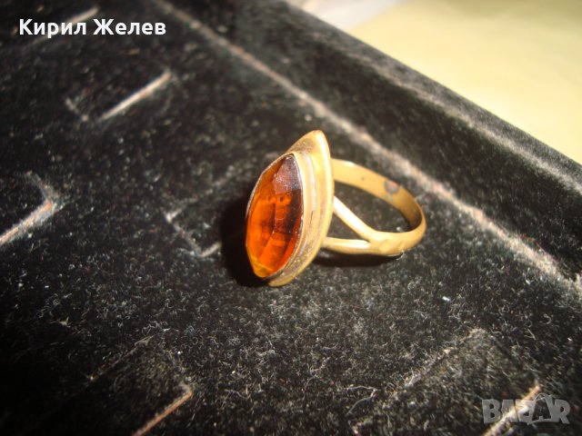 СТАРИНЕН БРОНЗОВ АРТ НУВО ПРЪСТЕН с ФАСЕТИРАН ЦИТРИН МАЙСТОРСКА РЪЧНА ИЗРАБОТКА 22205, снимка 2 - Антикварни и старинни предмети - 33134364