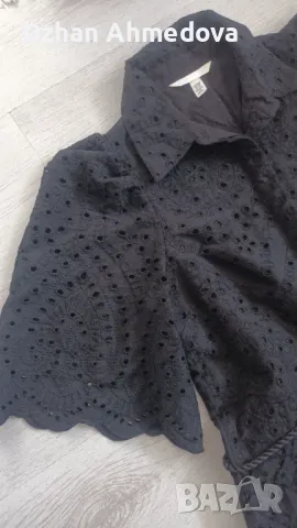 Черна рокля H&M  Английска бродерияXXS размер, снимка 2 - Рокли - 50409453