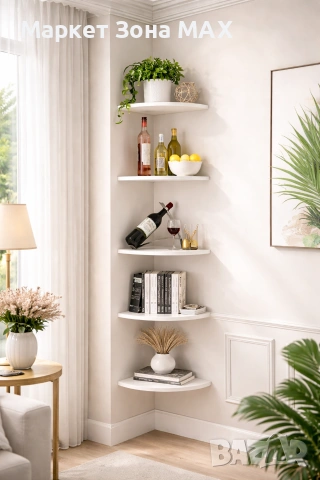 Комплект от 4 ъглови стенни рафта за съхранение – PVC, снимка 3 - Декорация за дома - 53126565