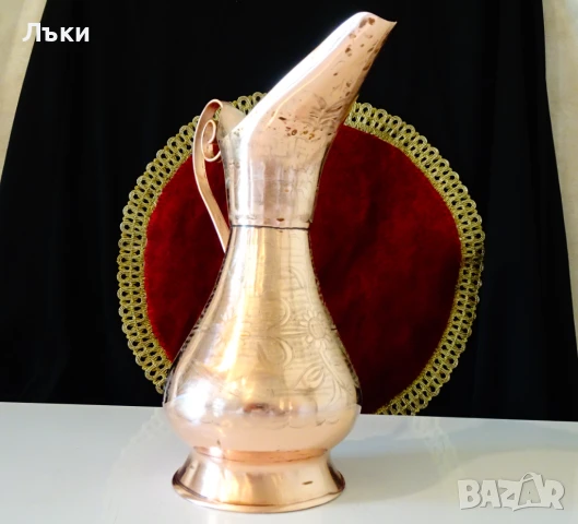 Медна кана,релефно писана,чиста червена мед. 