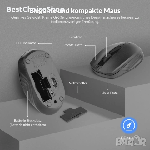 Rii безжичен комплект клавиатура и мишка QWERTZ, снимка 7 - Клавиатури и мишки - 53358501