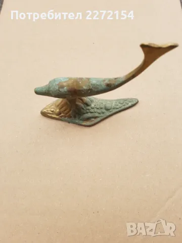 Бронзова пластика статуетка фигурка делфин, снимка 2 - Антикварни и старинни предмети - 48540642