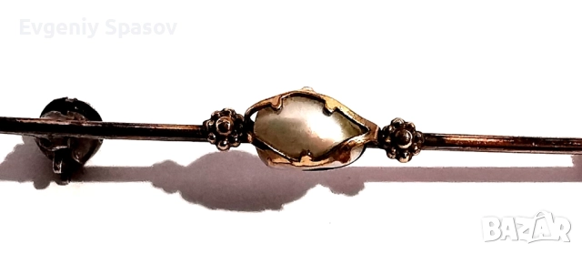 Старинна Позлатена Елегантна Брошка Игла за Вратовръзка с Перла, снимка 7 - Други - 52440932