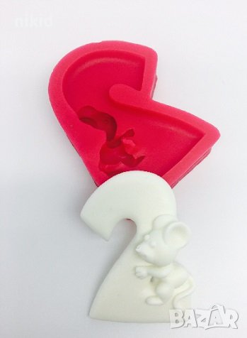  цифра число две 2 с мишка мишле силиконов молд форма фондан шоколад гипс