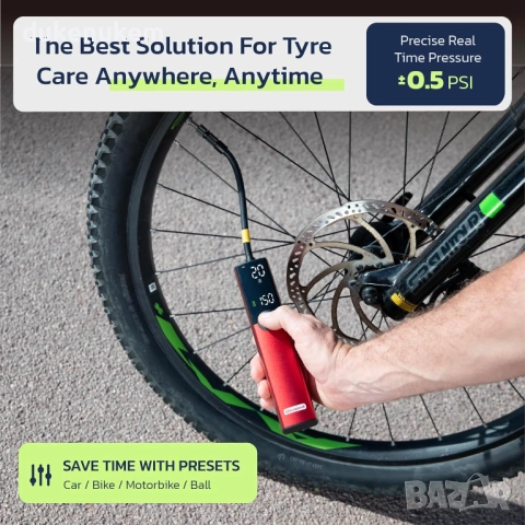 Електрическа помпа за гуми Woowind BP188 150 PSI с авто стоп, LCD дисплей, снимка 2 - Аксесоари за велосипеди - 53039547