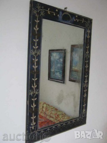 Стенно ГОЛЯМО Старo турско огледало дървена рамка УНИКАТ 19век, зелен ковьор, 2 бр битов кът, снимка 4 - Антикварни и старинни предмети - 28885831