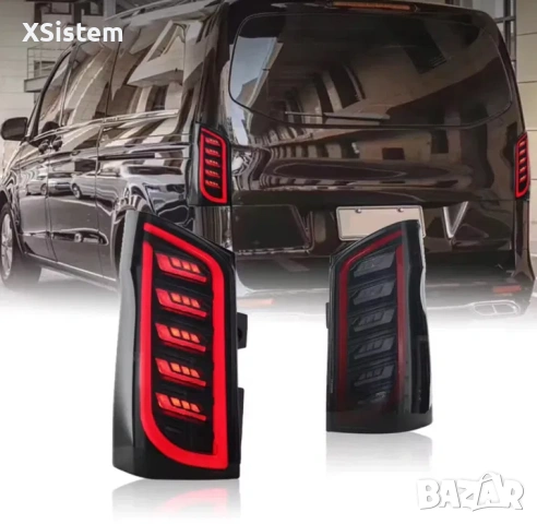 Комлект опушени черни LED задни светлини за Benz VITO Viano Metris W447 2016-2020, снимка 2 - Части - 53207162