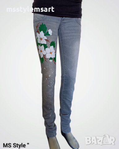 Ръчно рисувани дамски дънки 