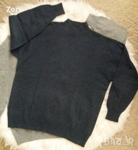 Мъжка вълнена блуза фино плетиво с полу-поло яка в светлосив меланж, снимка 5 - Пуловери - 43569311