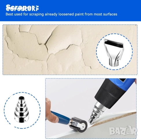 Пистолет за горещ въздух  2000W с 2 температурни режима, 4 дюзи за отстраняване на боя, снимка 6 - Други инструменти - 51546390