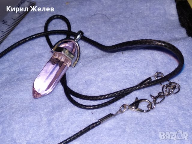 КРАСИВО СТИЛНО ХЕНД-МЕЙД ВИНТИДЖ КОЛИЕ с ПРОЗРАЧЕН ОГНЕН АМЕТИСТ 37032, снимка 8 - Колиета, медальони, синджири - 39934553