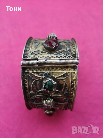 Възрожденска гривна сребро висока проба, позлата, емайл. , снимка 3 - Антикварни и старинни предмети - 52910878