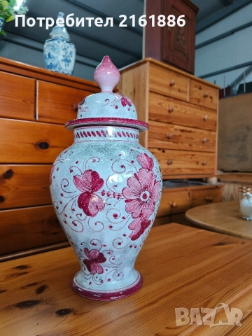 Уникална ръчно рисуван ваза с капак, снимка 2 - Вази - 52165738