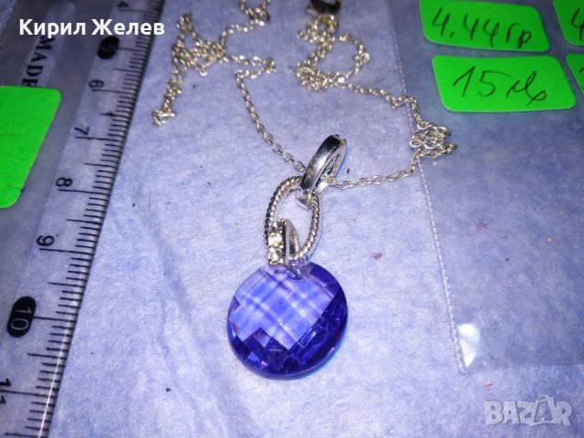 НЕЖНО ФЕШЪН АРТ КОЛИЕ ФАСЕТИРАН ЦВЕТЕН КРИСТАЛ с ФИНА ПОСРЕБРЕНА ВЕРИЖКА 37061, снимка 6 - Колиета, медальони, синджири - 39955046