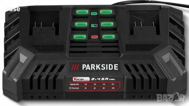 НОВИ! Двойно бързо зарядно Parkside 20V 2x 4.5A, снимка 9 - Други инструменти - 53426876