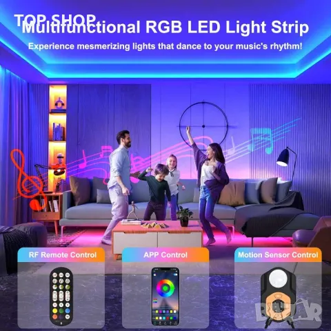 AOYADAISU LED светлинна лента за закрито, сензор за движение 3 м, 2 бр, снимка 5 - Лед осветление - 49420165