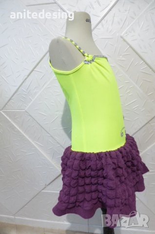 Рокля за спортни танци в електрик и лилаво, снимка 2 - Детски рокли и поли - 50661814