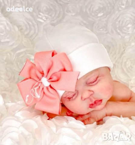 Бебешка шапчица с очарователна панделка, снимка 6 - Бебешки шапки - 38932866