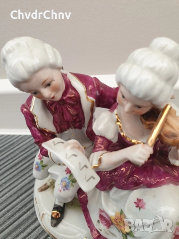 Lippelsdorf GDR Grafenthal статуетка 18см/ГДР Графентал стара немска порцеланова фигура/музиканти, снимка 5 - Статуетки - 51530585