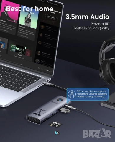 Докинг станция ORICO -CX 10 в 1, хъб с 4K @ 60Hz HDMI, снимка 7 - Друга електроника - 50747227