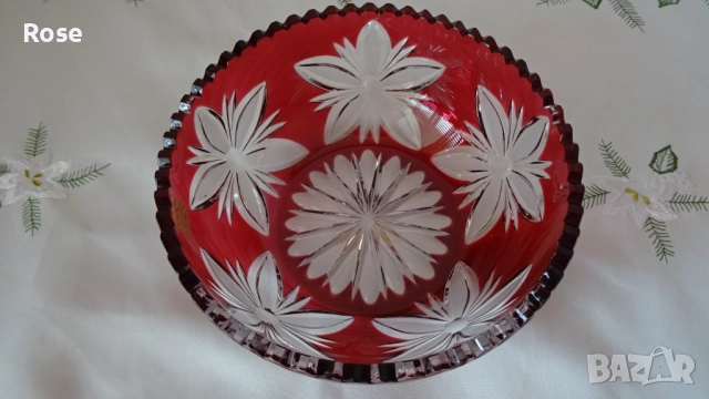 Кристална червена фруктиера/купа BLEIKRISTALL Exclusiv Handarbeit Germany., снимка 8 - Аксесоари за кухня - 51503314