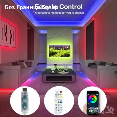 Нова Външна LED лента 5m IP68 USB 5V музикален режим таймер APP RF, снимка 5 - Лед осветление - 53531238