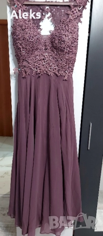 Официална рокля с пайети и цепка дълга 