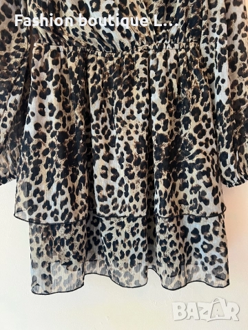 Тигрова рокля с дълъг ръкав и ластик в талията с воали и подплата S / M размер 🐅🐅🐅🐅🐅🐅, снимка 4 - Рокли - 52052086